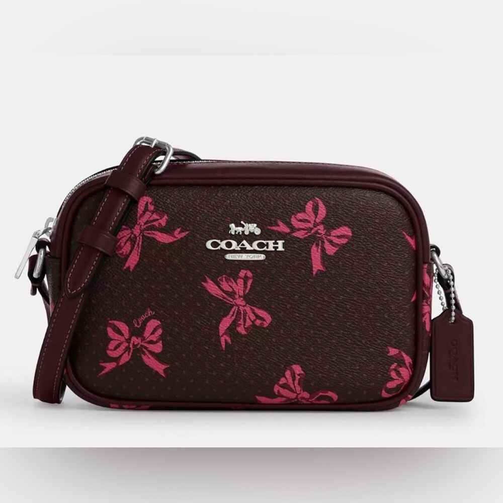 Coach Mini Jamie Camera Bag In Signature Canvas With Bow Print Purses Womens - Picture 10 of 15